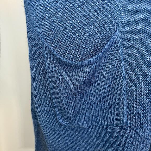 J Jill Womens Light & Long Linen Blend Open Front Cardigan - Blue, Size S - Picture 4 of 9
